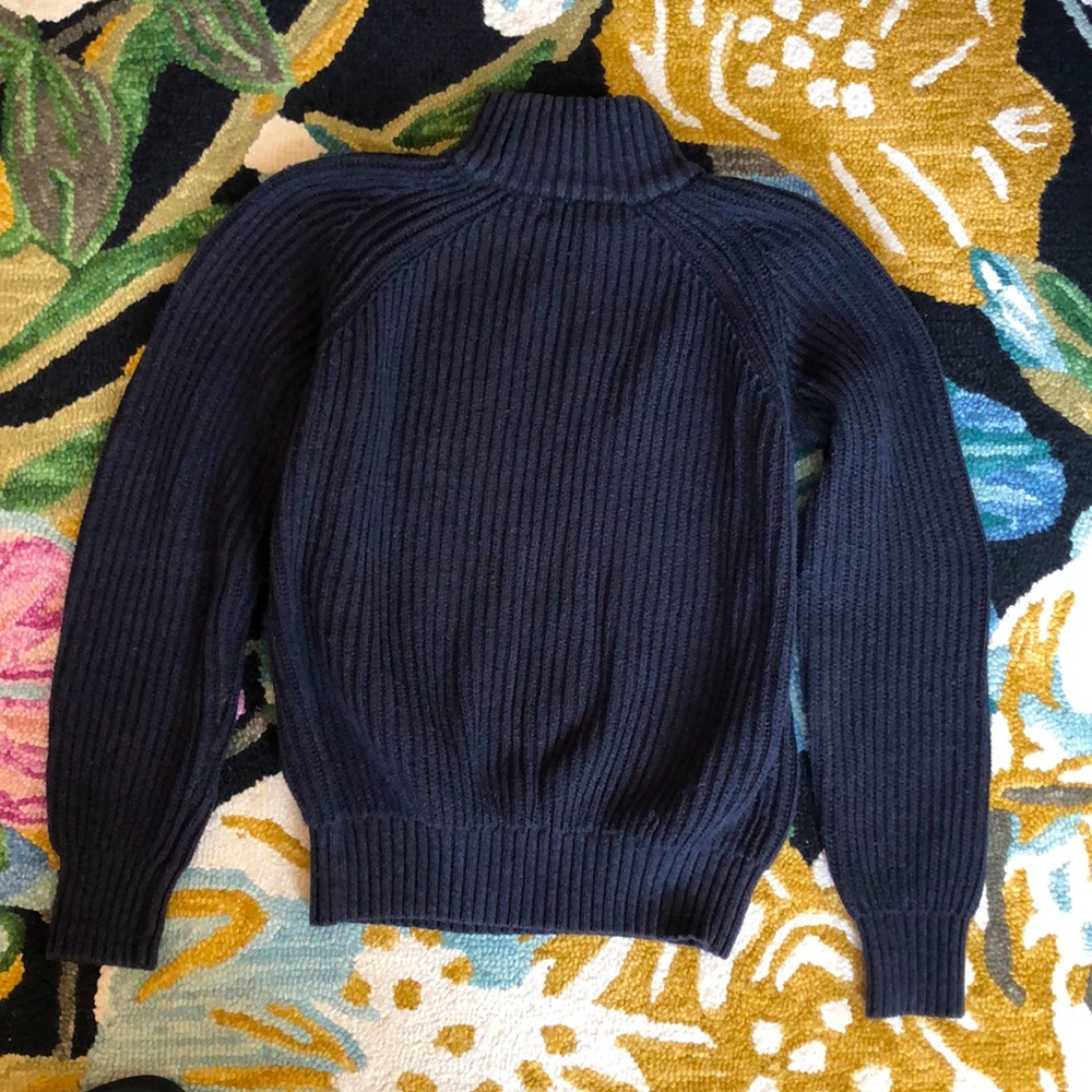 Men’s United By Blue Organic Cotton Blend Moc Neck Cable Knit Sweater - Picture 9 of 10